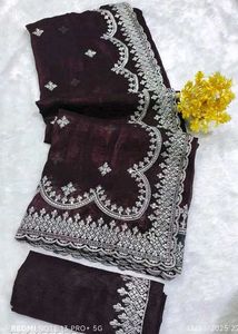 Partywear Saree Attached With Blouse