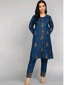 Floral Navy Blue Kurta Set