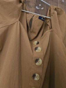 Brown Linen Khaki Colored Dress