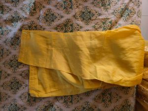 Yellow Anarkali Dress With Net Duppata &amp; Pant