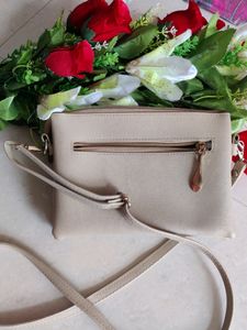 Women Beige Slingbag With Hidden Pocket