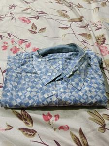 Light Sky Color Printed Half Shirt
