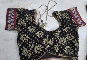 Designer Party Wear Black Cream Saree