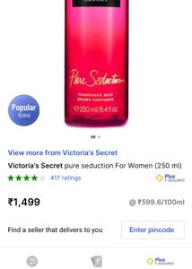 Victoria Secret Pure Seduction Perfume- Little Use