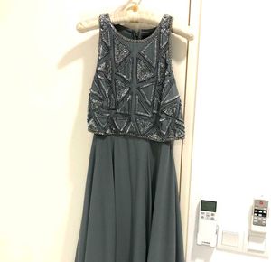 Forever 21 Sequin Stone Long Grey Gown Dress
