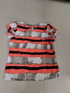 Stripe Party Wear Brand New Thick Poly Shirt Women