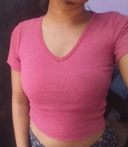 Rose Ribbed Fitted Top