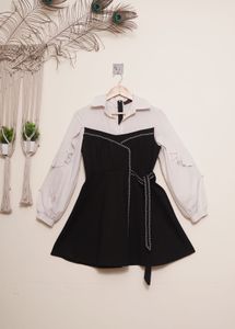 Black Mini Dress with White Accents
