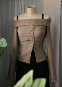 Off-Shoulder Button Top