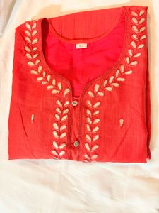 Elegant peach /Reddish Kurta With freebie