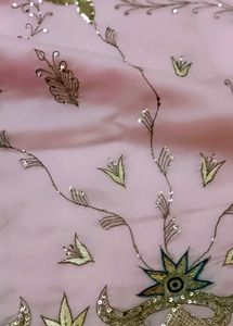 Pink Embroidered ethnic saree