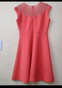 Beautiful Dress With Stone Neckline.
