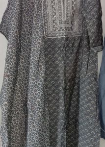 Gray Printed Kurti Set