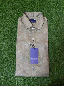 Olive Patterned Button-Down Shirt