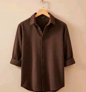 Brown Cotton full hand shirt