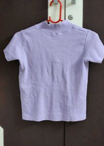 Cute Lilac Zip-Up Crop Top