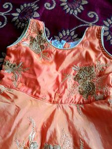 Hand-Embroidered Peach Toddler Dress