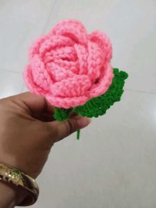 Crochet Rose Pink Flower