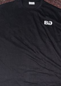 Bluorng Mens Solid Black Oversized tee