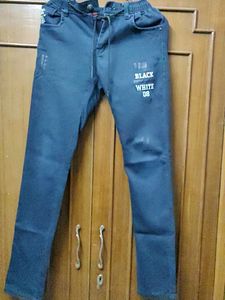 Denim Jeans In Navy Blue Colour With 40 Waist Size Including Rope To Adjust Size According To You.