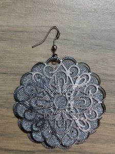 Silver Sparkle &amp; Filigree Earrings