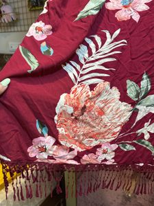 Kimono “red paradise”, bordeaux mit floralem