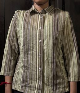 Striped Button-Down Top