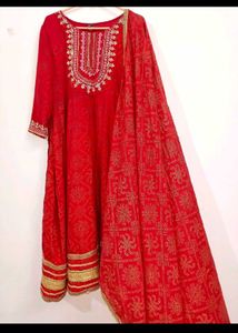 Rajasthani Red Anarkali Set