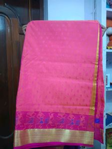 Pink &amp; Gold Silk Saree