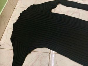 Ribbed Black Turtleneck Top