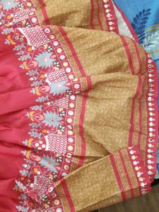 Red Navratri Lehenga Along With Multcolor Dupatta