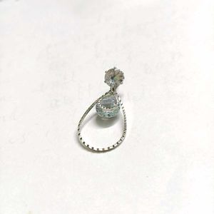 Elegant Silver Tone Crystal Teardrop Earing