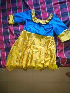 Cute Blue & Gold Kids Dress