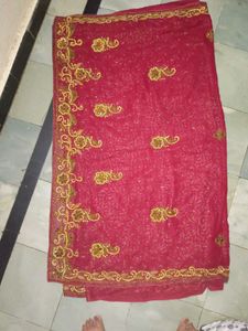 Red Embroidered Sari Blouse