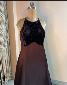 Brown Satin Velvet Gown