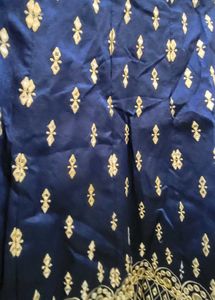 royal blue mirror work semi stitch bridal lengha