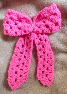 Pink Crochet Hair Bow