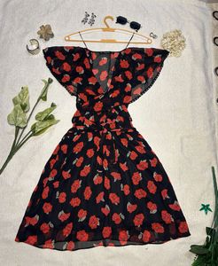 Zara Black Floral Print Dress🖤