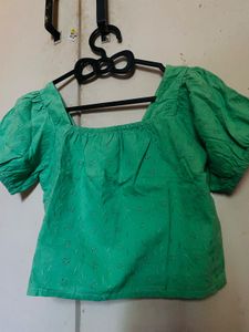 Green Puff Sleeve Top