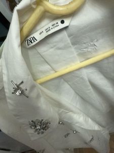Zara Rhinestone White Shirt
