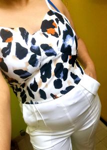 White leopard printed jumpsuit