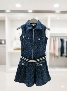 Combo Offer Denim Dress with Zipper Detai & Jeans