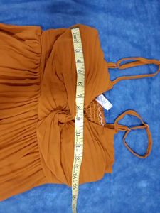 'H&amp;M' Mustard Ruched Cami Peplum Top.💛