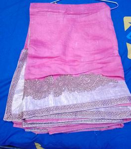 Pink Embellished Saree