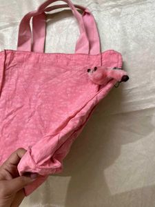 Kipling Pink Tote Bag with Monkey