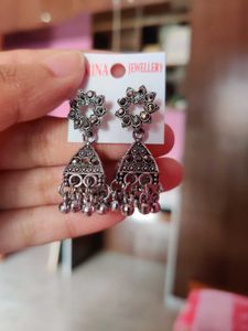 Oxidised Silver Jhumka