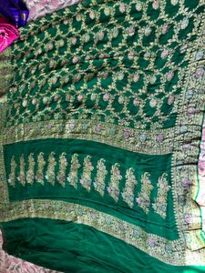 pure goergette khaddi weave banarasi saree