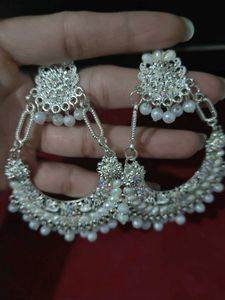 (2 Pair Of Earings)1 Pearl Statement, 1silver