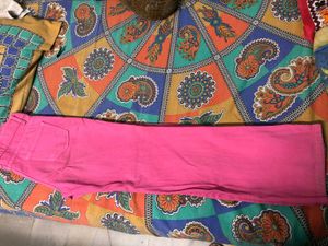 High Waist Straight Pink Denim