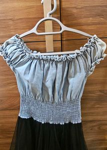 Denim & Tulle Mini Dress